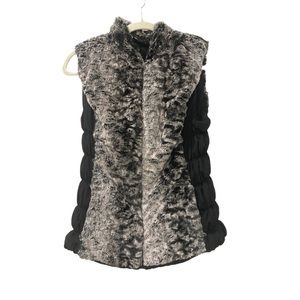 Reversible fur puffer vest small